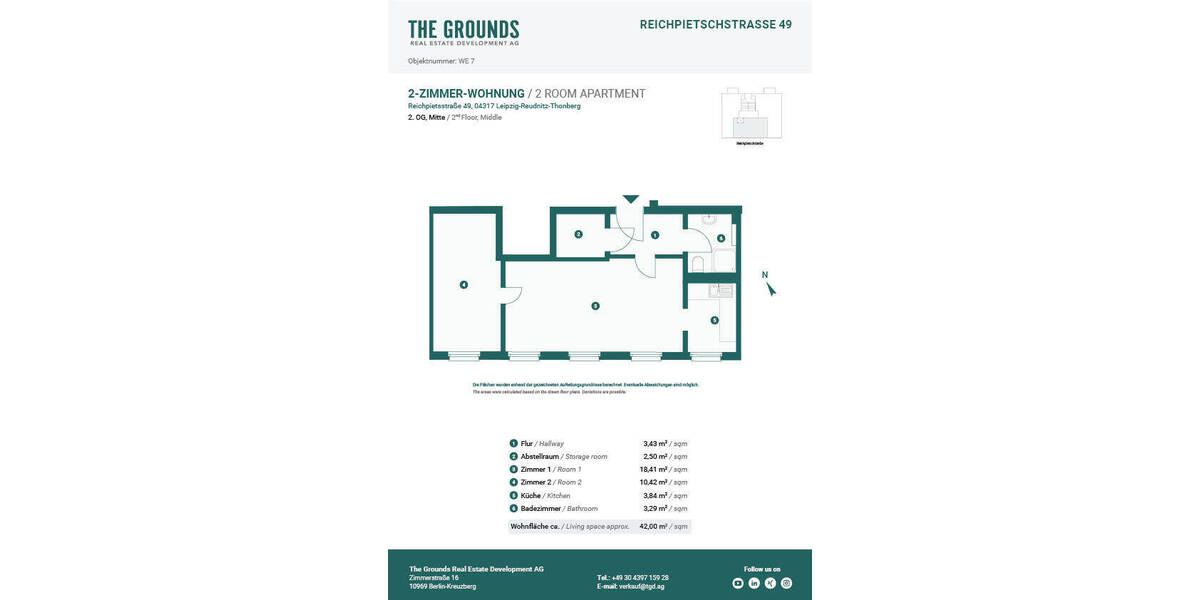 Etagenwohnung Leipzig Reudnitz-Thonberg - 2 Zimmer, 42 m&sup2;, 159.000&euro; | Angebot:26505148