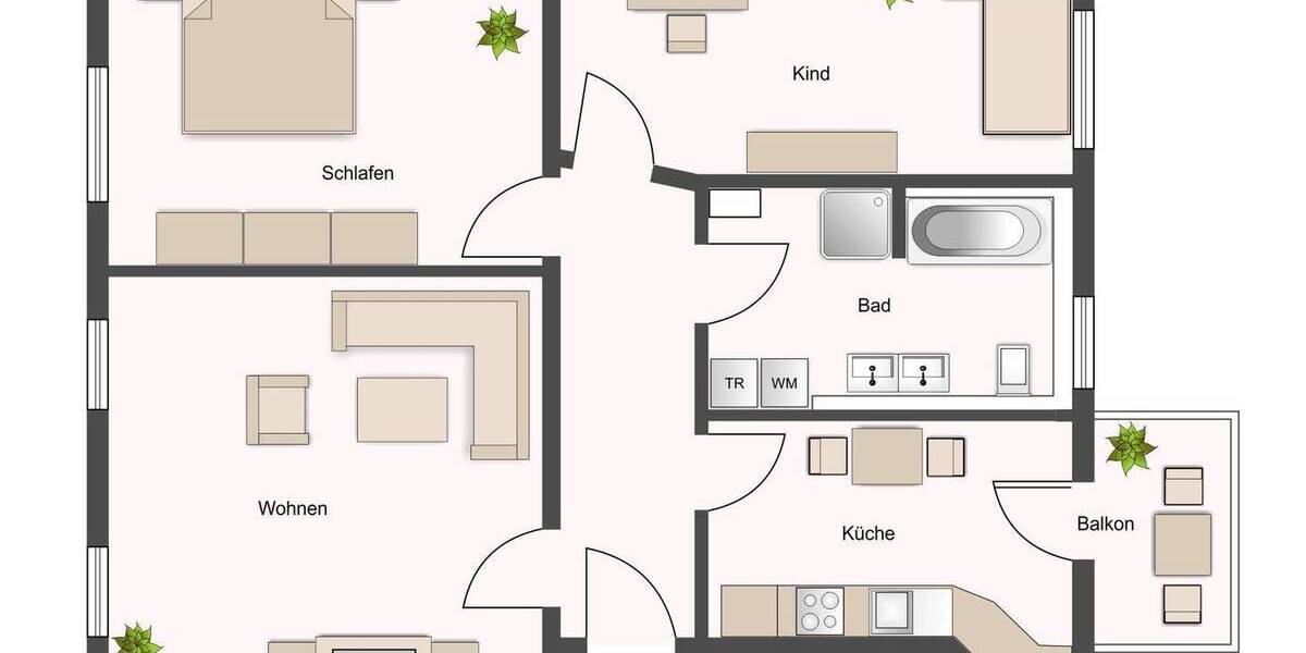 Etagenwohnung Leipzig Leutzsch - 3 Zimmer, 80 m&sup2;, 219.000&euro; | Angebot:26188307