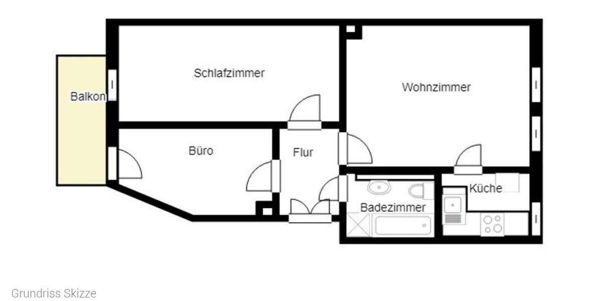 Etagenwohnung Leipzig Plagwitz - 3 Zimmer, 54 m&sup2;, 189.000&euro; | Angebot:24344448