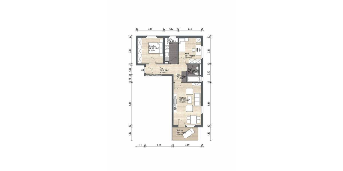 Etagenwohnung Leipzig Holzhausen - 3 Zimmer, 68 m&sup2;, 159.000&euro; | Angebot:26187431