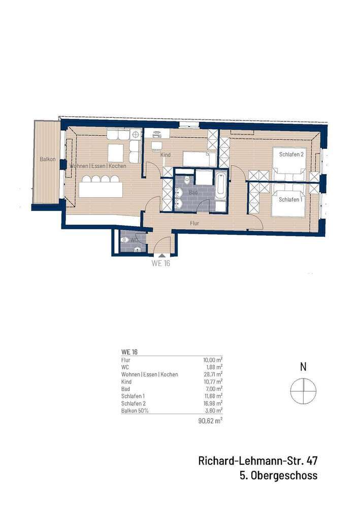 KfW40-Neubauprojekt in der beliebten Südvorstadt: 4Raum-Wohnung mit großem Balkon zum Eigentum
