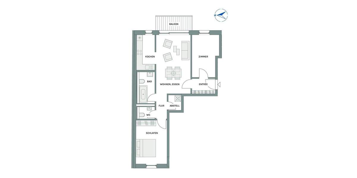 NEUBAUPROJEKT LANGE 30 - Ruhig gelegene 3-Raum-Wohnung mit Balkon und einem Gefühl von Geborgenheit 3 zimmer