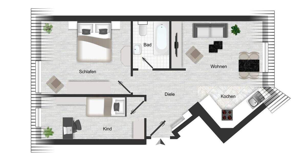 Zimmer Leipzig Gohlis-Süd - 3 Zimmer, 48 m&sup2;, 432&euro; | Angebot:25673897