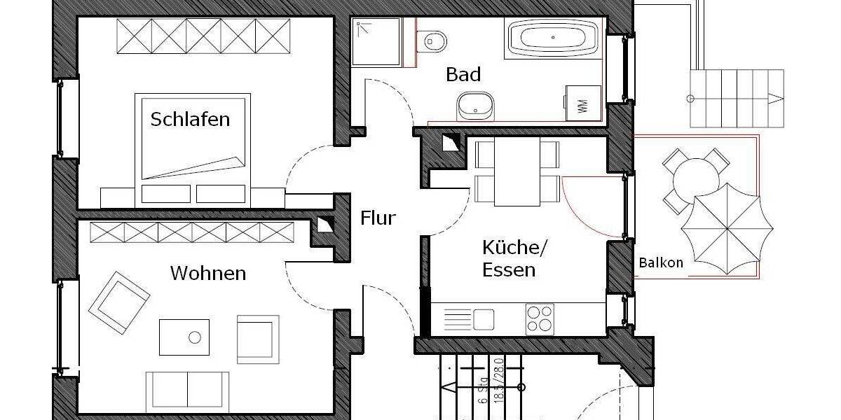 Etagenwohnung Leipzig Wahren - 2 Zimmer, 55 m&sup2;, 125.000&euro; | Angebot:24349218