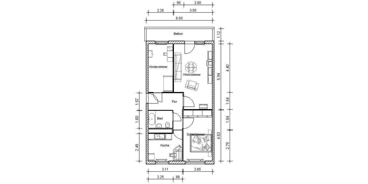 Etagenwohnung Leipzig Grünau-Ost - 3 Zimmer, 61 m&sup2;, 406&euro; | Angebot:26261498