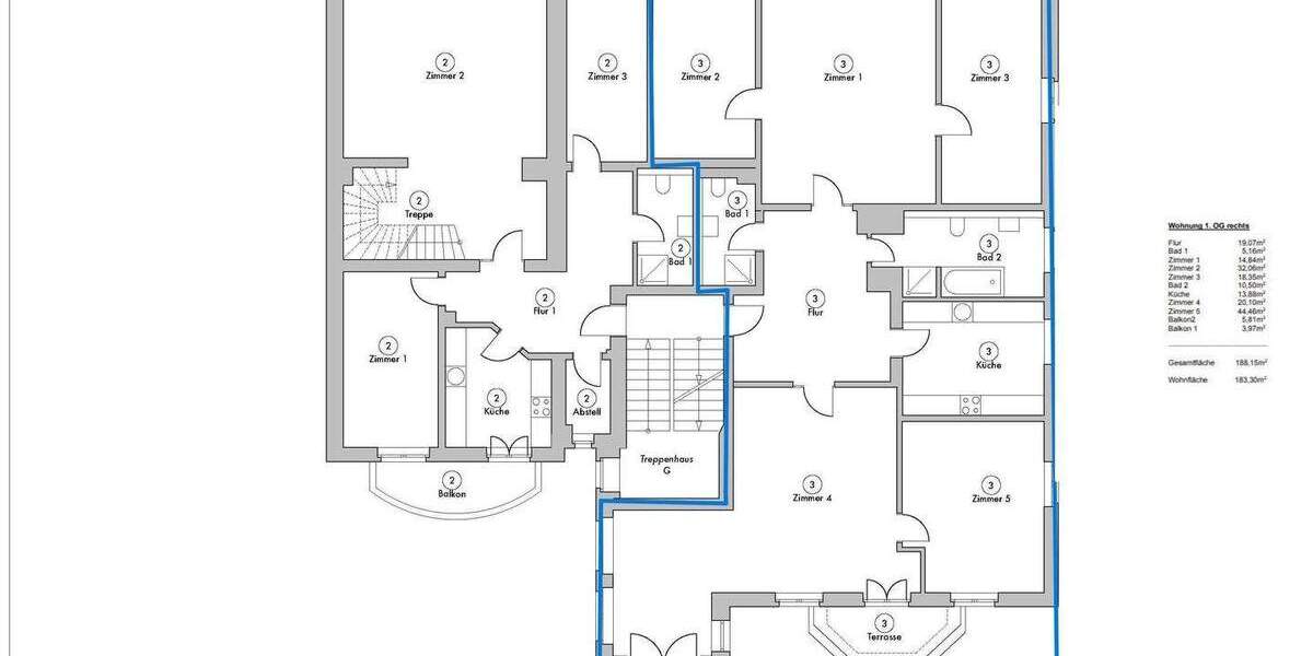 Etagenwohnung Leipzig Zentrum-Nordwest - 5 Zimmer, 183 m&sup2;, 843.000&euro; | Angebot:24634785