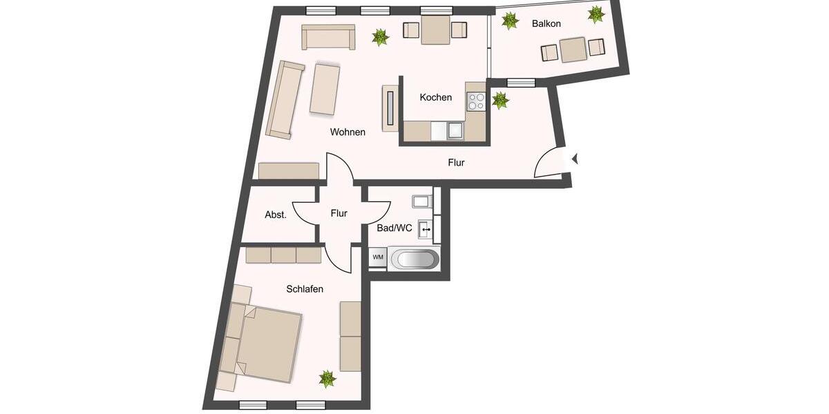 Etagenwohnung Leipzig Mitte - 2 Zimmer, 74 m&sup2;, 670&euro; | Angebot:25348828