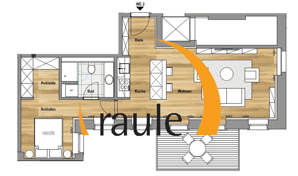 Erdgeschoßwohnung Leipzig Altwest - 2 Zimmer, 56 m&sup2;, 672&euro; | Angebot:24979006