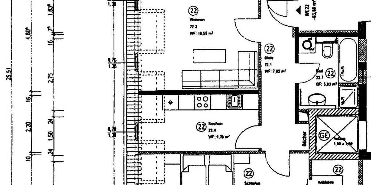 Etagenwohnung Leipzig / Leipzig Zentrum-West Zentrum-West - 2 Zimmer, 63 m&sup2;, 305.000&euro; | Angebot:25688190