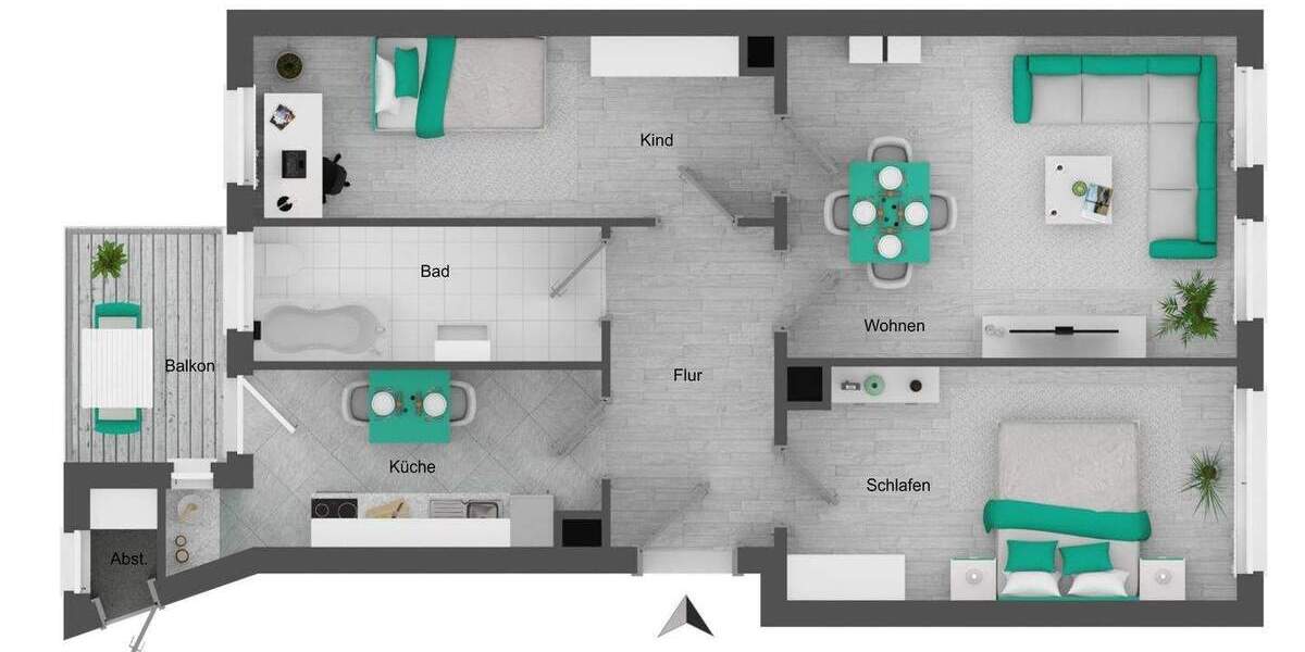Etagenwohnung Leipzig Reudnitz-Thonberg - 3 Zimmer, 65 m&sup2;, 265.000&euro; | Angebot:25673739
