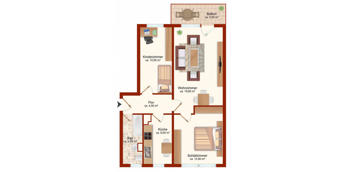 Etagenwohnung Bad Dürrenberg - 3 Zimmer, 60 m&sup2;, 381&euro; | Angebot:26450229