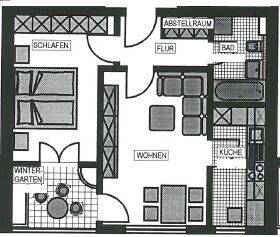 Etagenwohnung Leipzig Schönau - 2 Zimmer, 50 m&sup2;, 378&euro; | Angebot:26891731