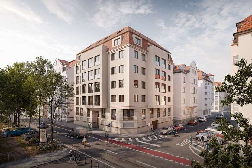 129 m² große DG-MaisonetteWohnung mit einmaligem Dachgarten in der Südvorstadt. Neubau KfW 40