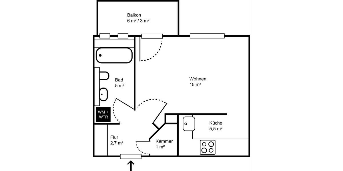 Etagenwohnung Leipzig Mitte - 1 Zimmer, 32 m&sup2;, 480&euro; | Angebot:26669926