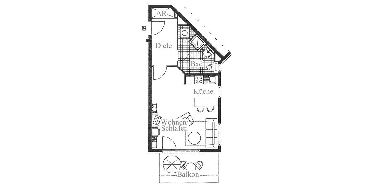 Etagenwohnung Leipzig Nordwest - 1 Zimmer, 39 m&sup2;, 391&euro; | Angebot:26335658