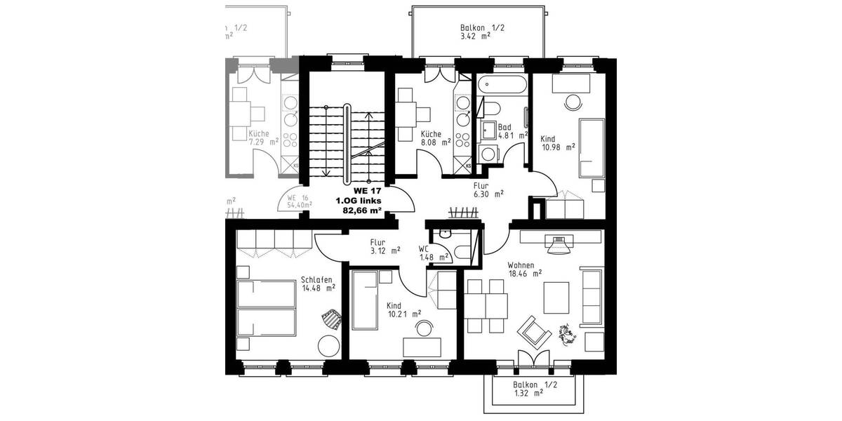 Etagenwohnung Leipzig Mockau-Nord - 4 Zimmer, 82 m&sup2;, 215.000&euro; | Angebot:25673893