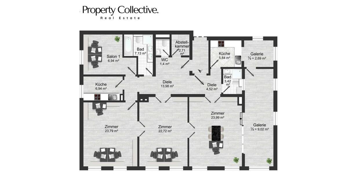 Etagenwohnung Leipzig Mitte - 4 Zimmer, 142 m&sup2;, 2.588&euro; | Angebot:26404478
