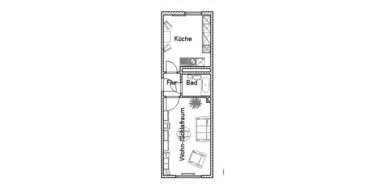 Erdgeschoßwohnung Leipzig West - 1 Zimmer, 39 m&sup2;, 420&euro; | Angebot:26644938