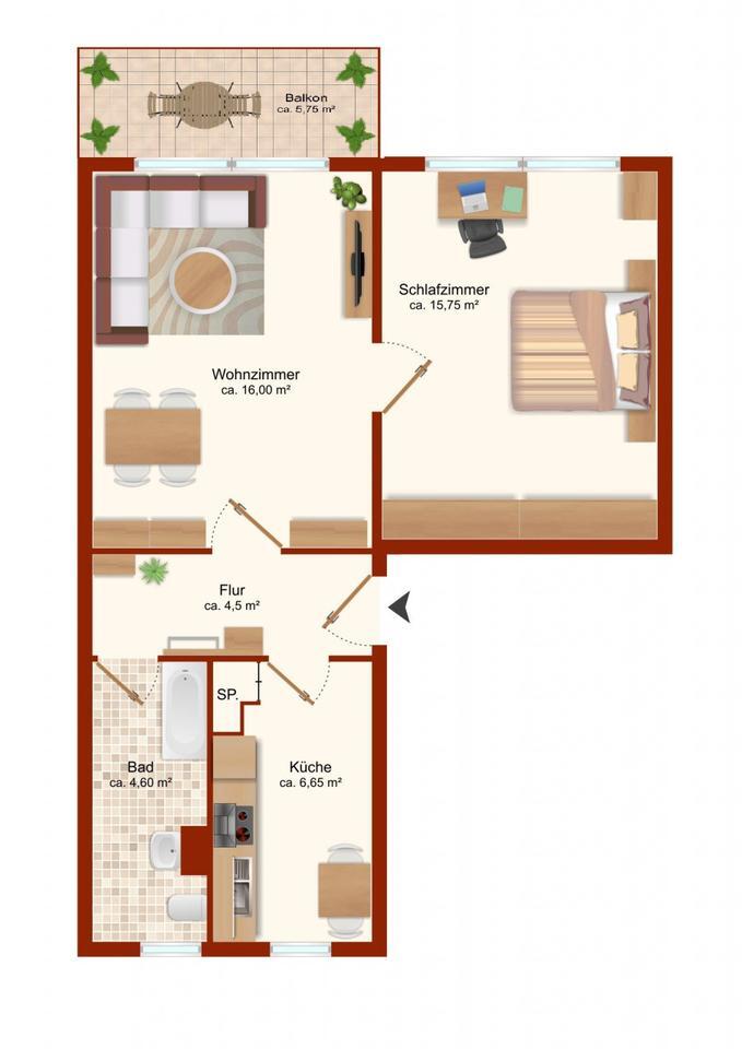 Gemütlich und freundlich: 2-Raumwohnung mit Balkon zimmer