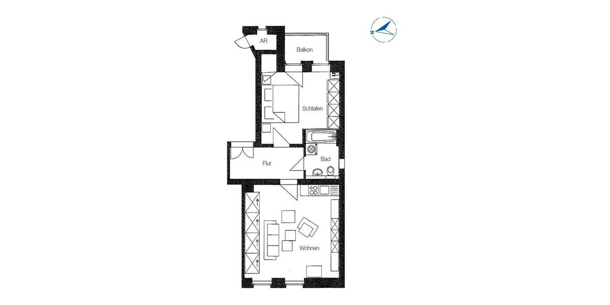 Etagenwohnung Leipzig Gohlis-Süd - 2 Zimmer, 52 m&sup2;, 165.000&euro; | Angebot:26390587