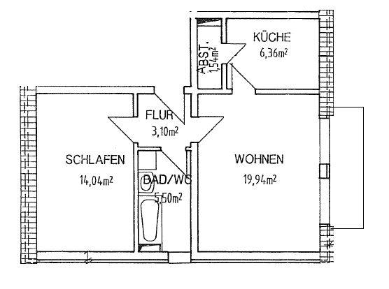 Dachgeschoßwohnung Kitzscher - 2 Zimmer, 51 m&sup2;, 335&euro; | Angebot:26262069