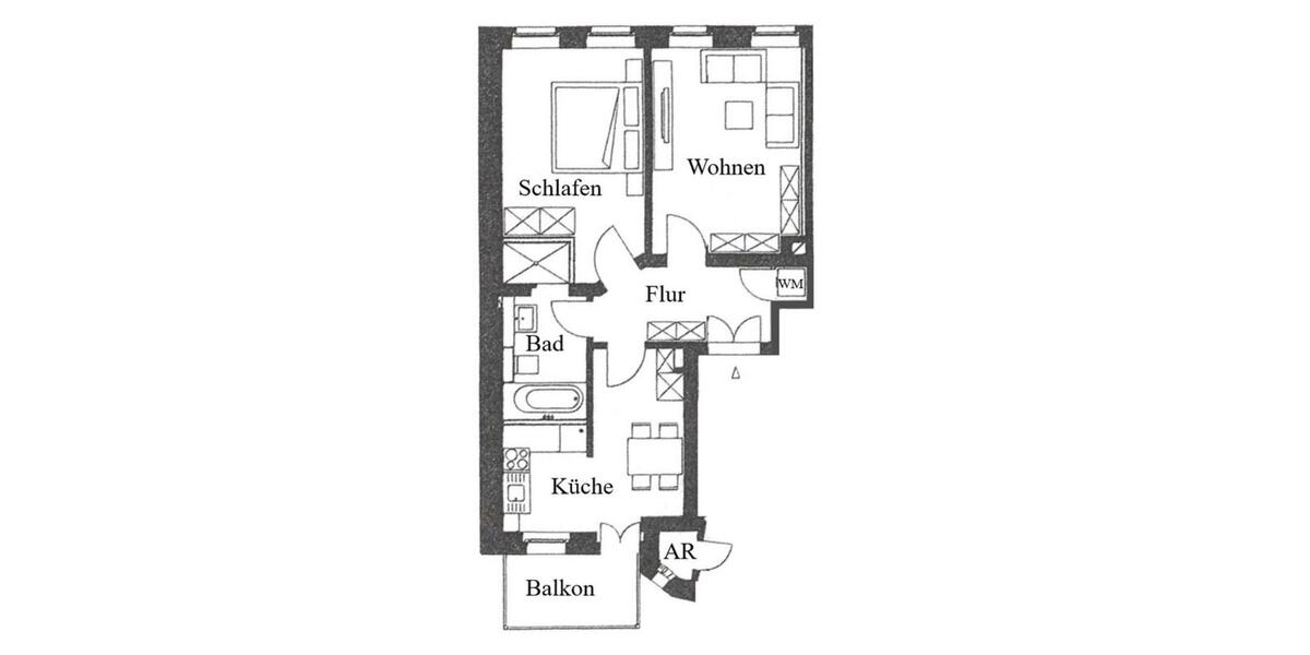 Etagenwohnung Leipzig Ost - 2 Zimmer, 58 m&sup2;, 700&euro; | Angebot:26387778