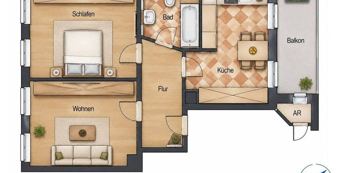 Etagenwohnung Leipzig Neustadt-Neuschönefeld - 2 Zimmer, 61 m&sup2;, 145.000&euro; | Angebot:26892008