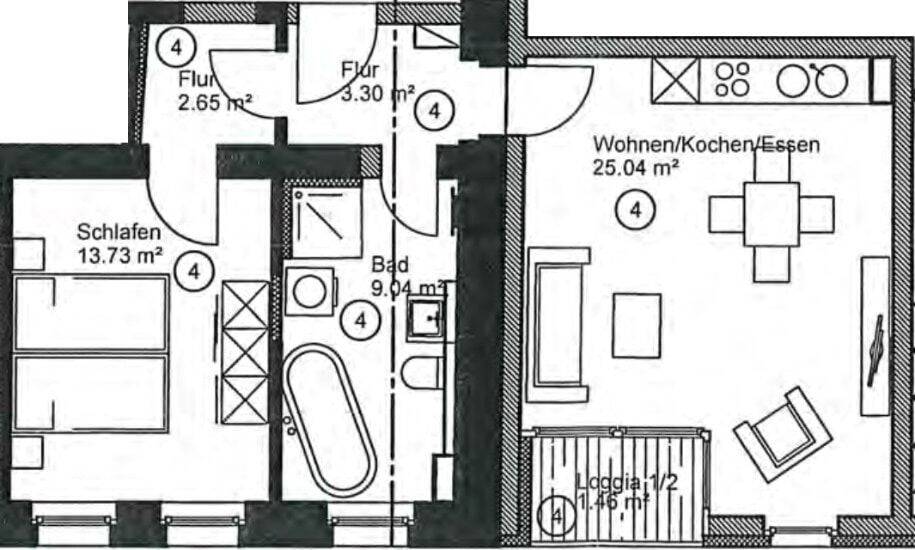 Etagenwohnung Leipzig Mockau-Süd - 2 Zimmer, 55 m&sup2;, 730&euro; | Angebot:26673556