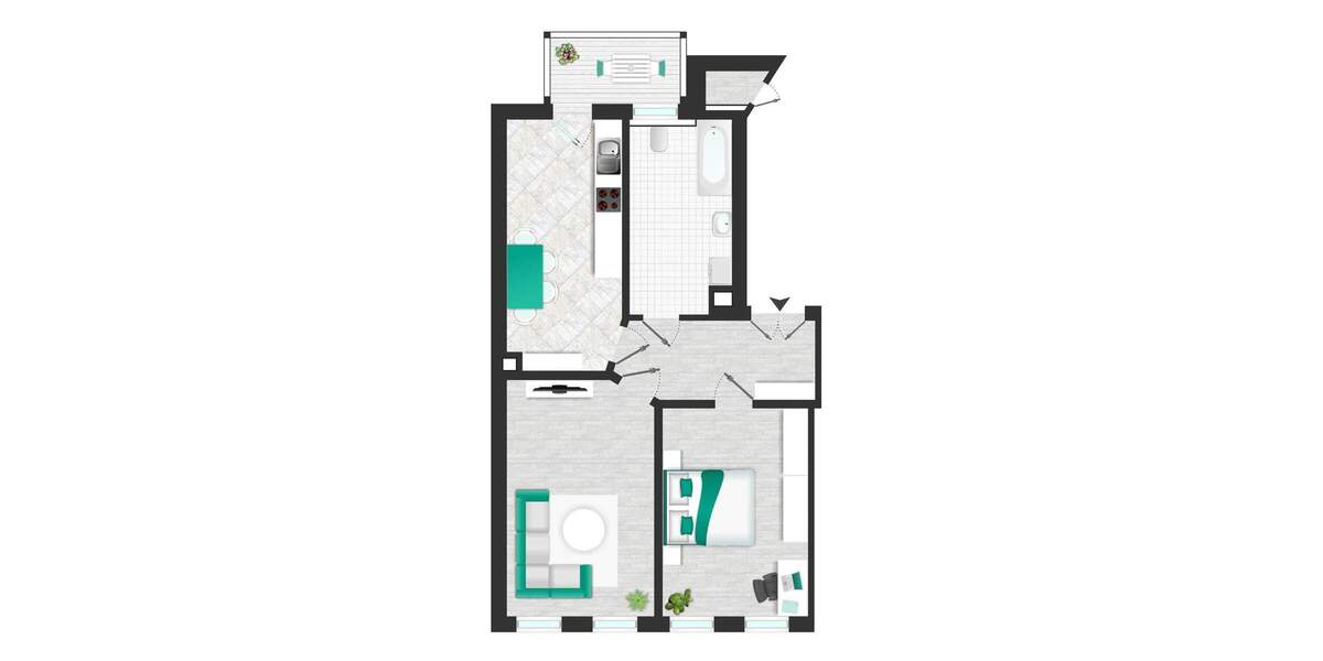 Charmante Wohnung mit Balkon in ruhiger Lage 2 zimmer