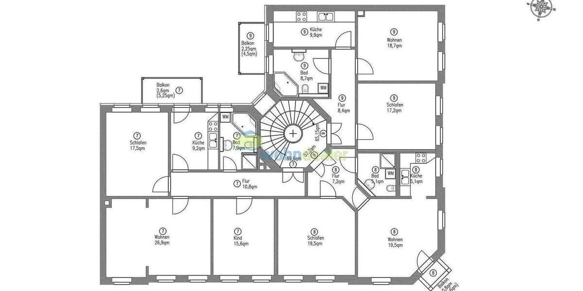 Etagenwohnung Leipzig Gohlis-Süd - 3 Zimmer, 89 m&sup2;, 294.000&euro; | Angebot:25428406