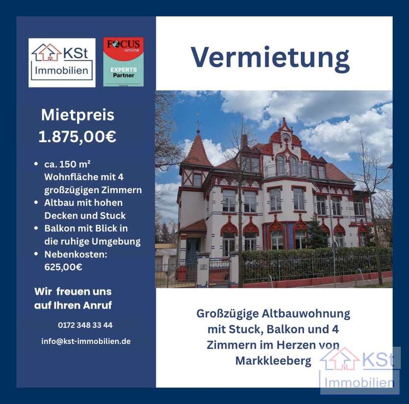 Wohnung zum Mieten in Markkleeberg 1.875 € 150 m² 4 zimmer