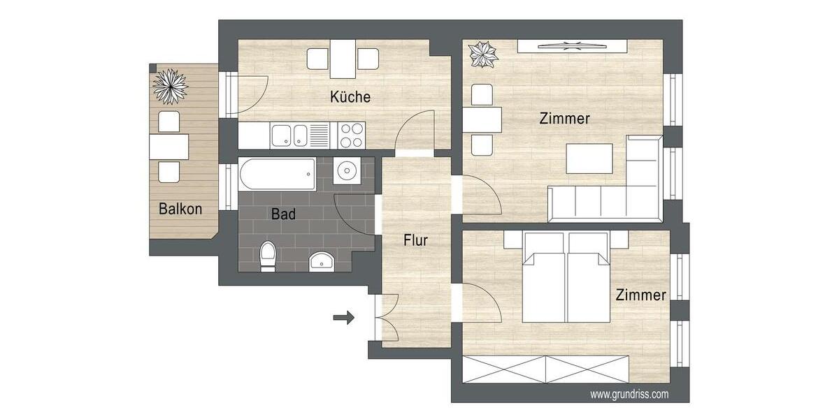 Etagenwohnung Leipzig Ost - 2 Zimmer, 60 m&sup2;, 799&euro; | Angebot:25791662