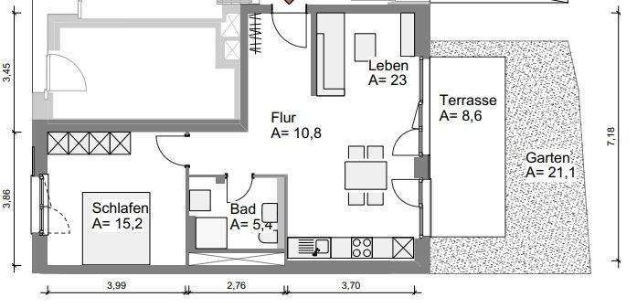 Terrassenwohnung Leipzig Eutritzsch - 2 Zimmer, 64 m&sup2;, 896&euro; | Angebot:25674249
