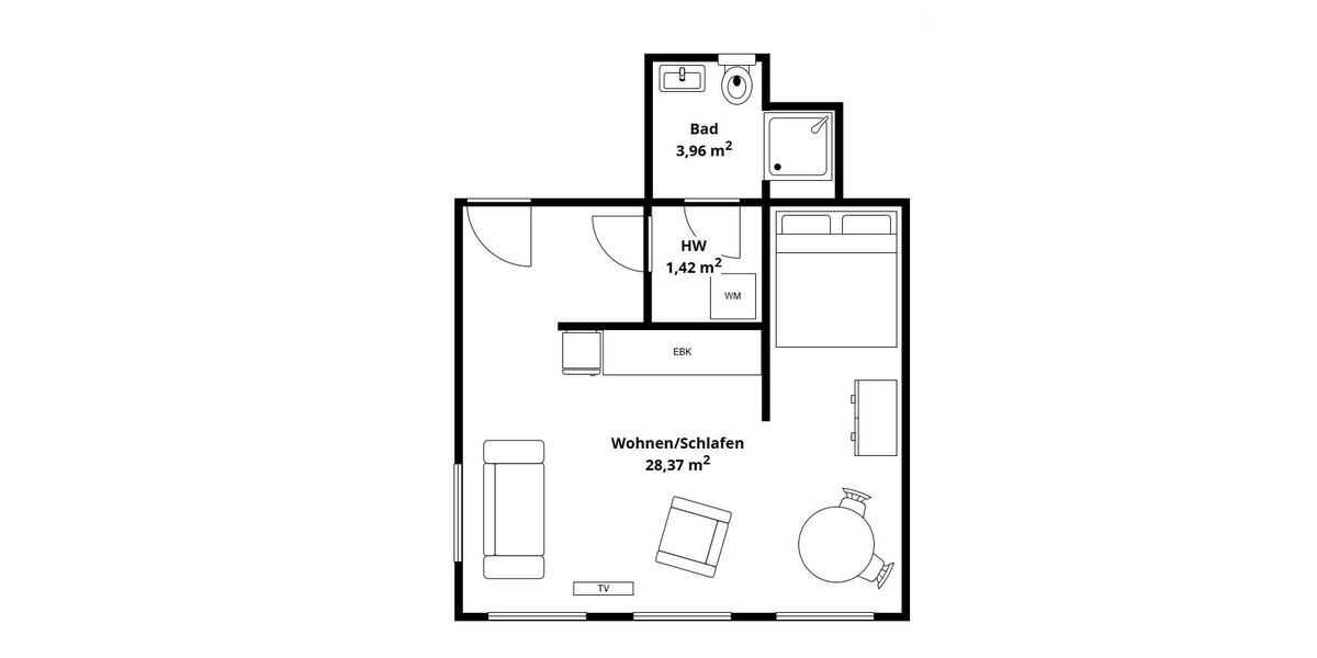 Etagenwohnung Leipzig Nordwest - 1.5 Zimmer, 37 m&sup2;, 114.000&euro; | Angebot:26366368