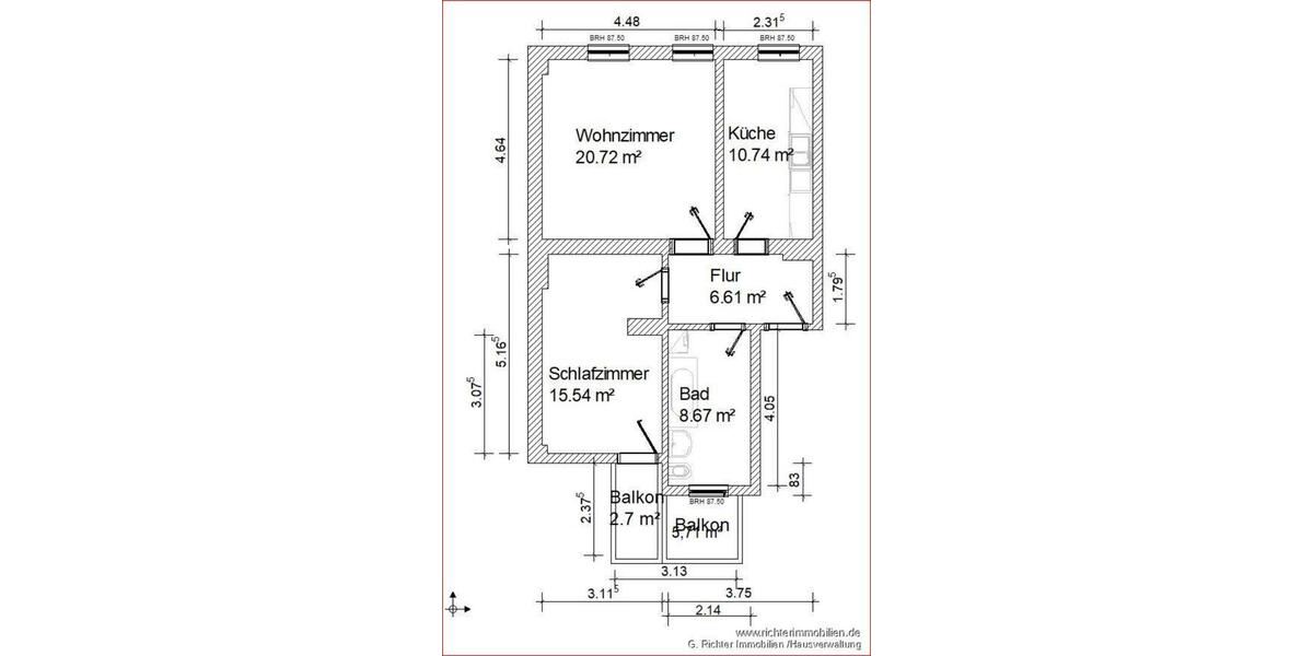 Etagenwohnung Leipzig Ost - 2 Zimmer, 66 m&sup2;, 345&euro; | Angebot:25044580