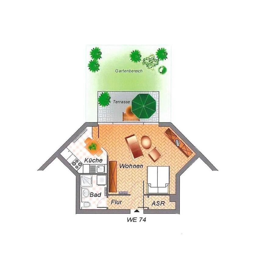 Attraktive Singlewohnung mit großem Gartenanteil, EBK und Stellplatz zimmer