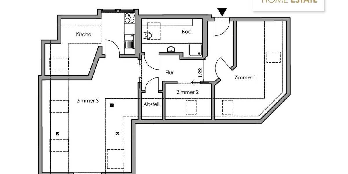 Etagenwohnung Leipzig Plagwitz - 3 Zimmer, 61 m&sup2;, 275.000&euro; | Angebot:26261552