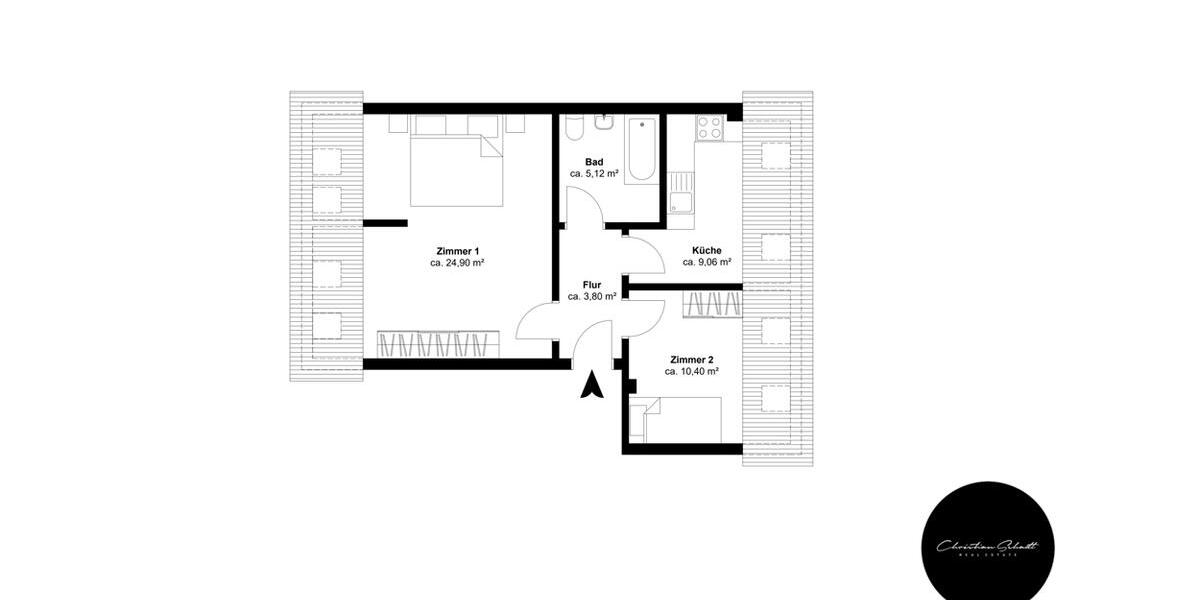 Dachgeschoßwohnung Leipzig Altwest - 2 Zimmer, 53 m&sup2;, 559&euro; | Angebot:25362066