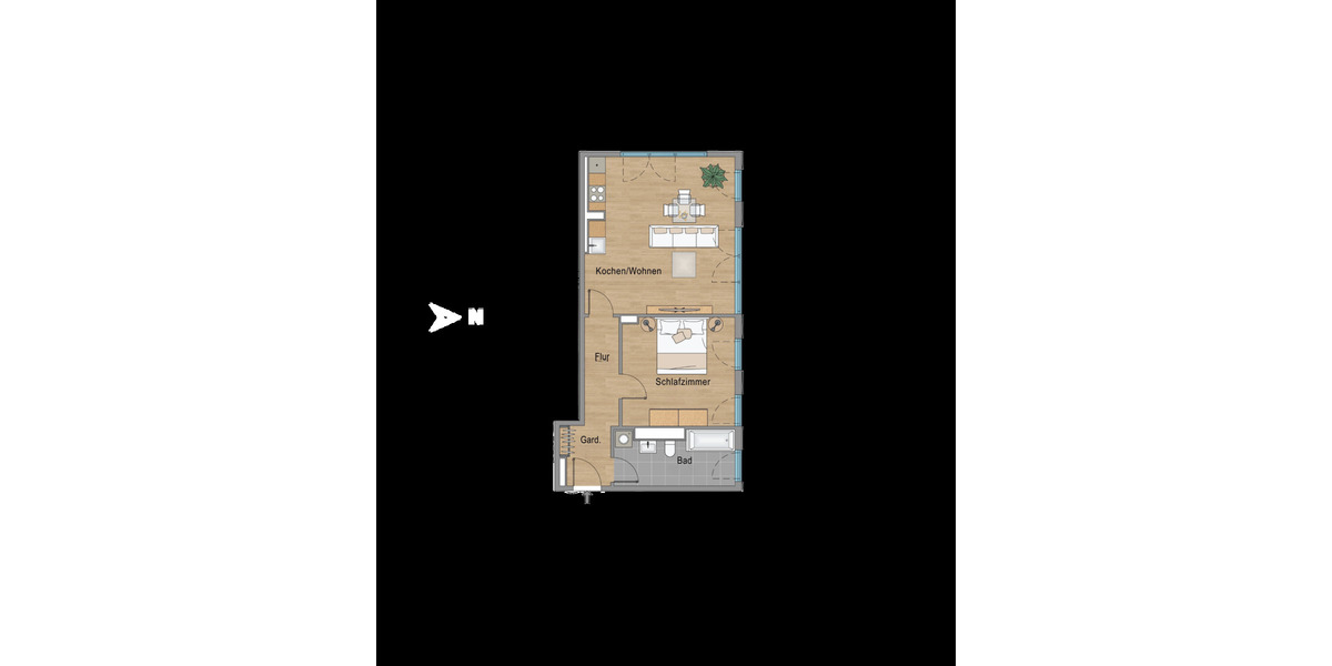 Etagenwohnung Leipzig Neustadt-Neuschönefeld - 2 Zimmer, 63 m&sup2;, 949&euro; | Angebot:25691555