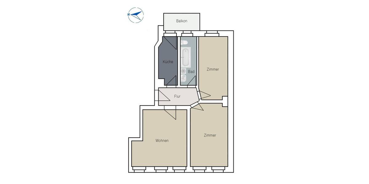 Etagenwohnung Leipzig Mockau-Süd - 3 Zimmer, 68 m&sup2;, 145.000&euro; | Angebot:26842125