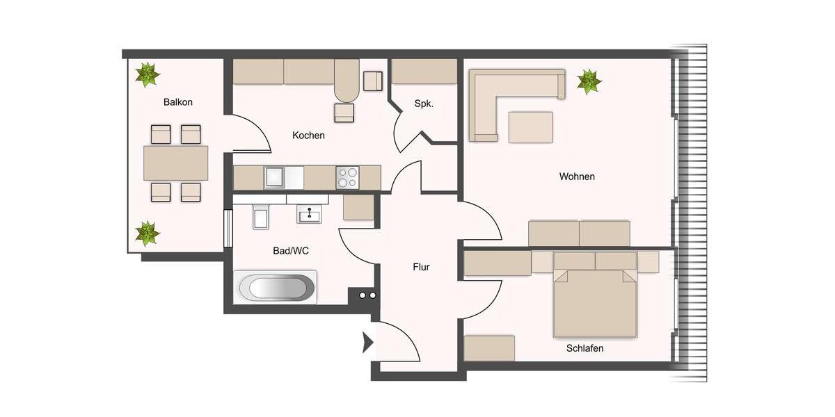 Dachgeschoßwohnung Leipzig Mitte - 2 Zimmer, 64 m&sup2;, 703&euro; | Angebot:24429754
