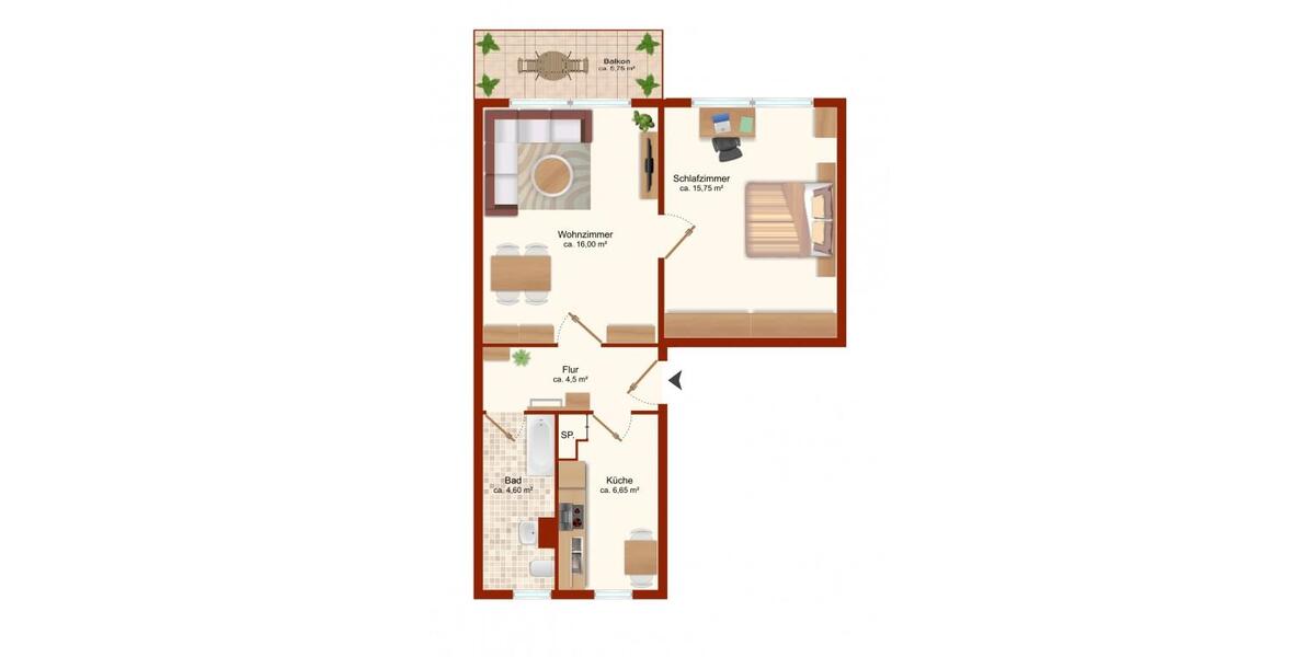 Etagenwohnung Bad Dürrenberg - 2 Zimmer, 50 m&sup2;, 310&euro; | Angebot:26675309
