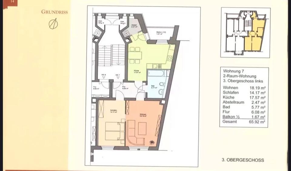 Etagenwohnung Leipzig Nord - 2 Zimmer, 66 m&sup2;, 169.000&euro; | Angebot:26429791