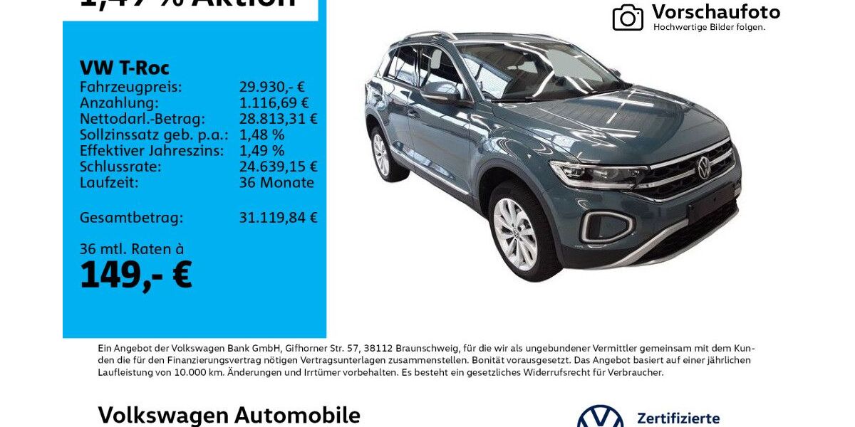 VW T-Roc 3.818 km 29.930 &euro; Leipzig 04277