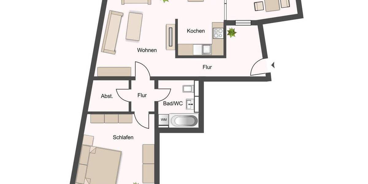 Etagenwohnung Leipzig Gohlis-Süd - 2 Zimmer, 74 m&sup2;, 670&euro; | Angebot:26891588