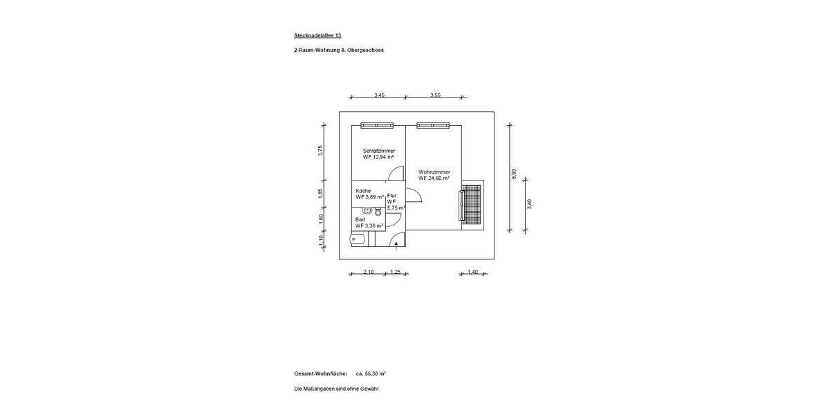 Etagenwohnung Grimma - 2 Zimmer, 55 m&sup2;, 415&euro; | Angebot:25803431