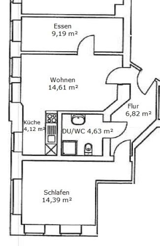 Erdgeschoßwohnung Leipzig Nordwest - 3 Zimmer, 54 m&sup2;, 540&euro; | Angebot:25391318