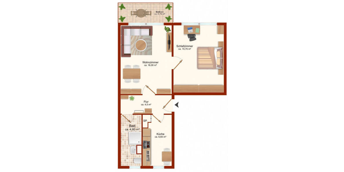 Etagenwohnung Bad Dürrenberg - 2 Zimmer, 48 m&sup2;, 303&euro; | Angebot:26091968