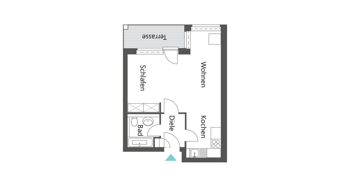 Etagenwohnung Schkeuditz - 1.5 Zimmer, 43 m&sup2;, 360&euro; | Angebot:25975804