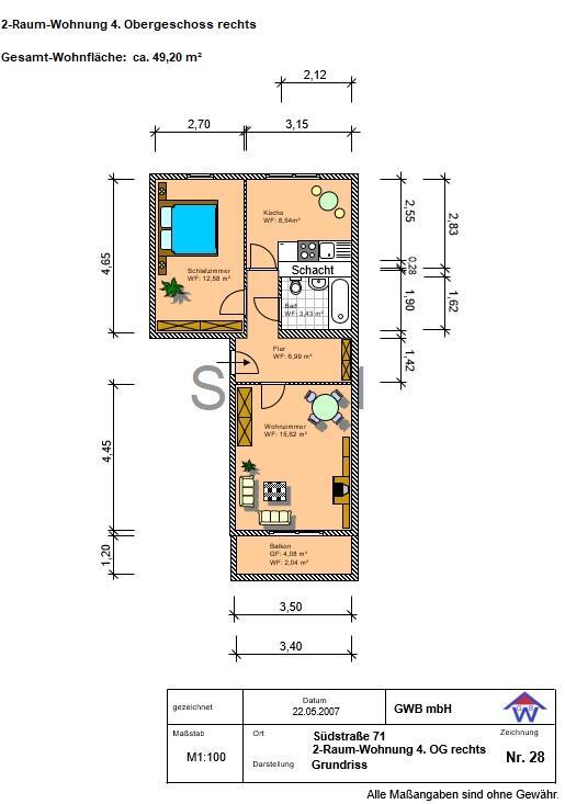 Sanierte 2 Raumwohnung mit Balkon zimmer